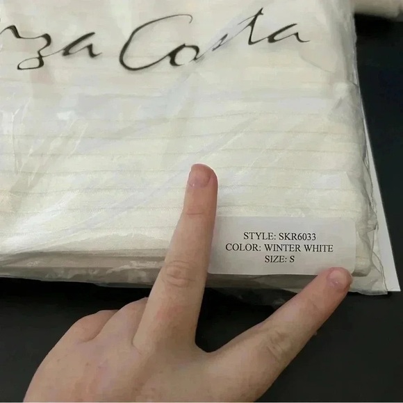 ENZA COSTA XS WINTER WHITE RIBBED MIDI PENCIL SKIRT MINIMALIST LUXURY STYLE - Picture 12 of 12